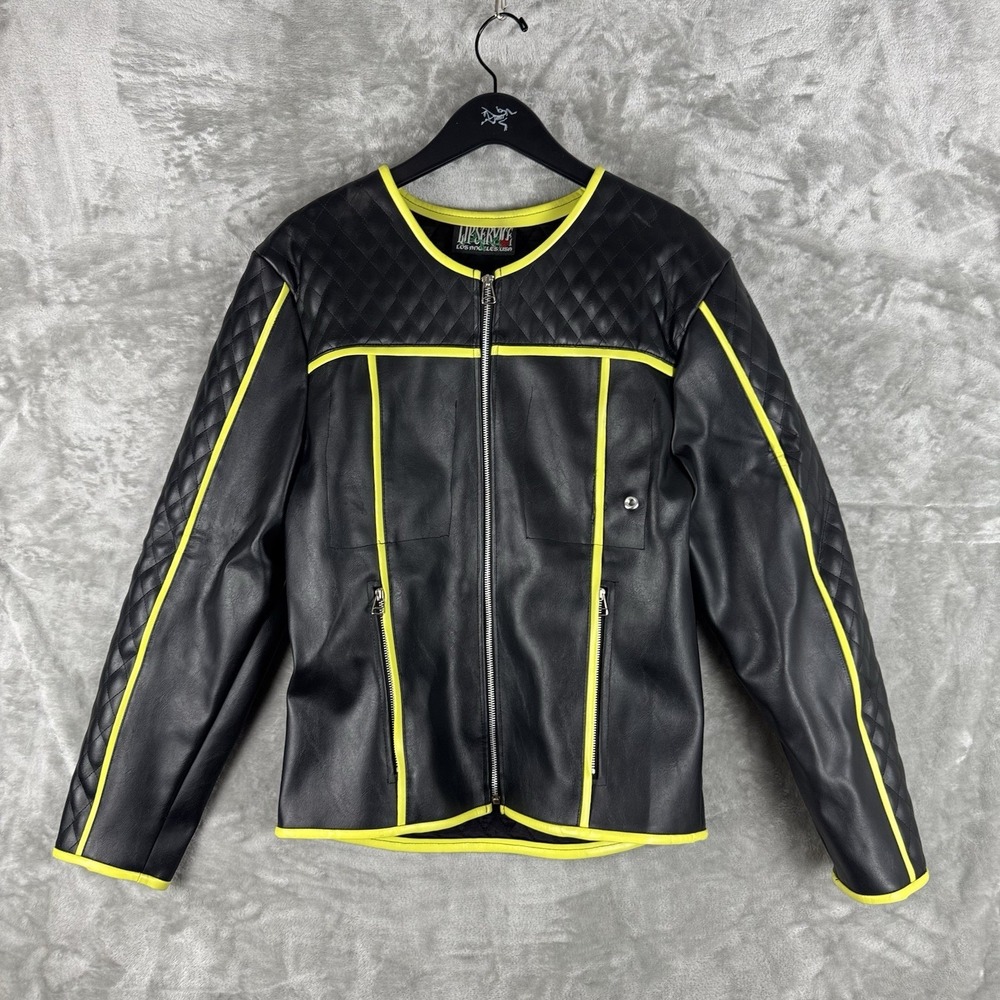Vintage LIP SERVICE Rock Moto Full Zip Jacket Womens Size Large PVC Cloth USA